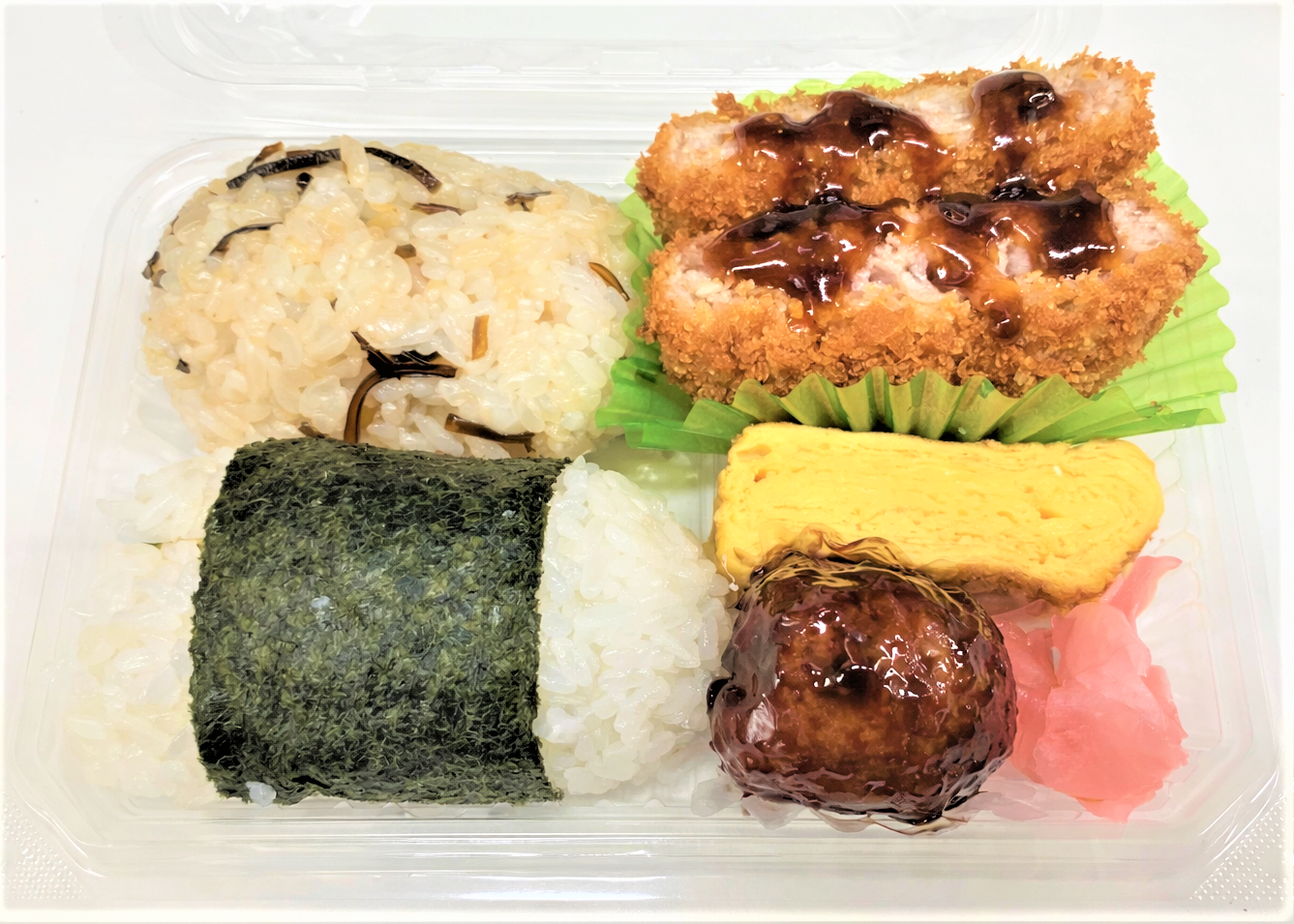 しそ昆布おにぎりセット 生姜メンチカツ